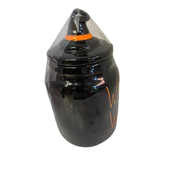 RAE Dunn Wicked Witch Hat Lid Black Halloween Artisan Collection Cannister 8” - Picture 4 of 5
